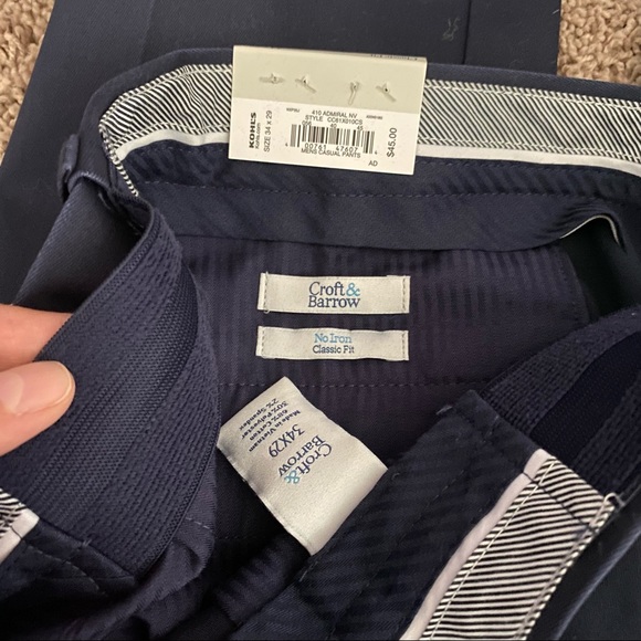 Croft & Barrow Classic-Fit Navy Blue Pants Size 34 - Picture 11 of 15